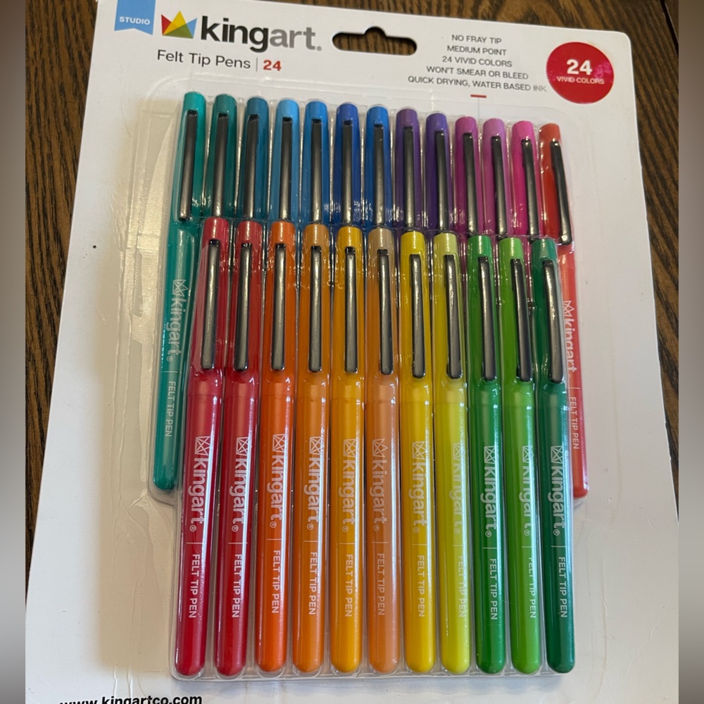 Felt Tip Pens Set - 24 Vibrant Colors
